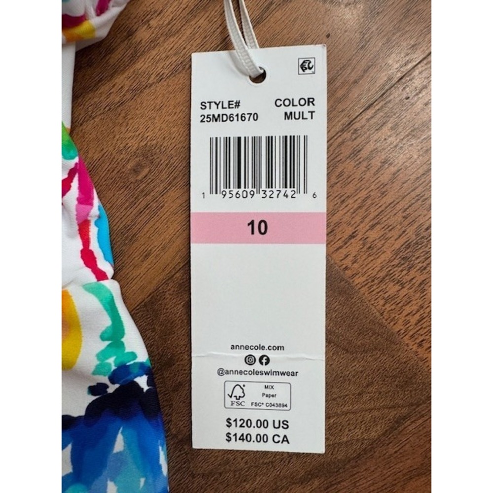 NWT Anne Cole Women's Surplice Maillot Swim Dress‎ Swimsuit Floral Size 10 - Picture 3 of 9